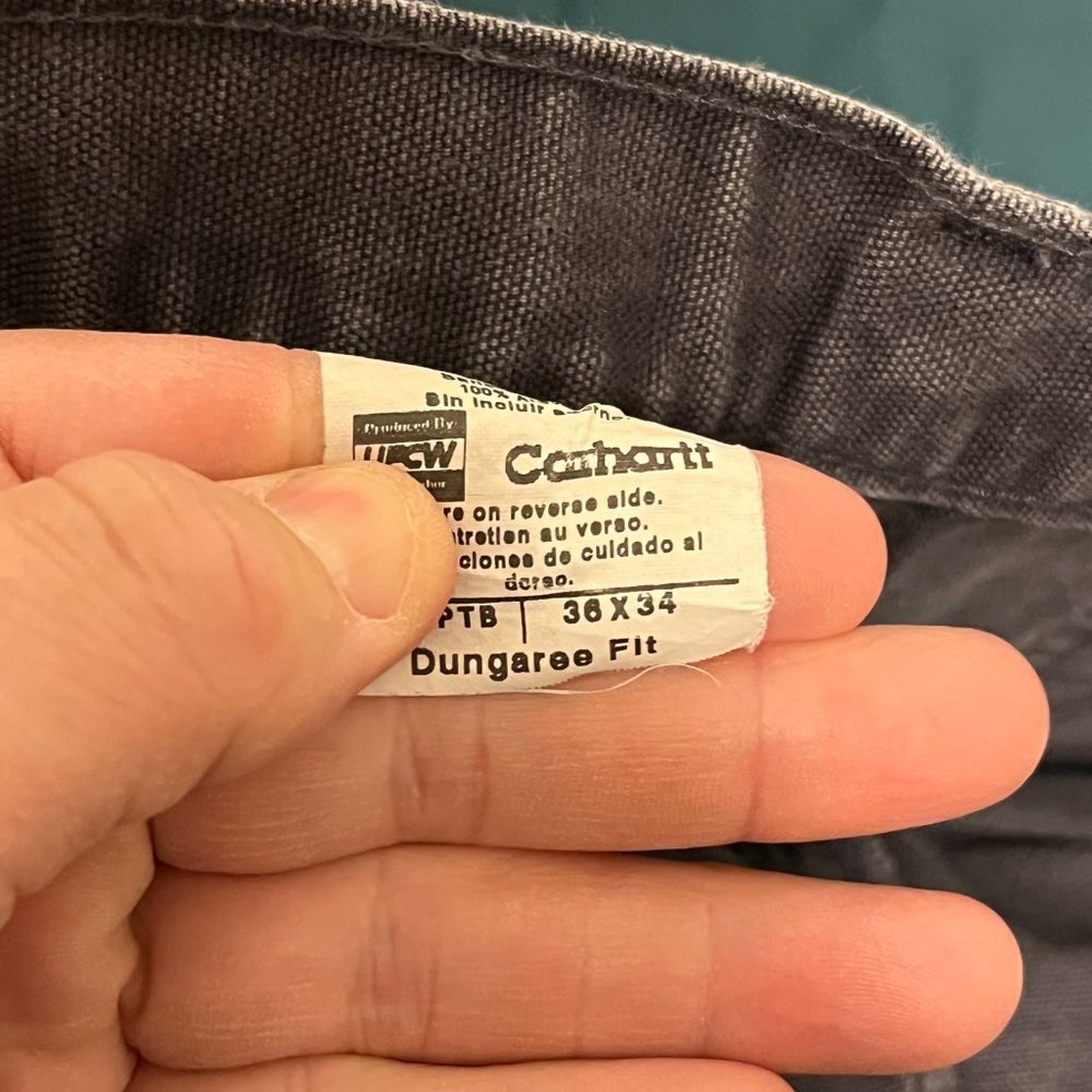blue-gray CarHartt dungaree work pant [ 36 x 34 ]